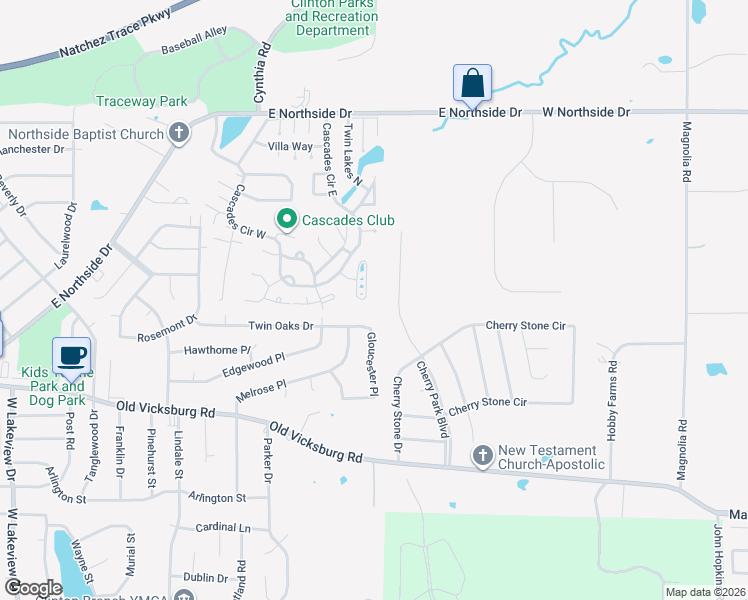 map of restaurants, bars, coffee shops, grocery stores, and more near 1807 Gloucester Place in Clinton