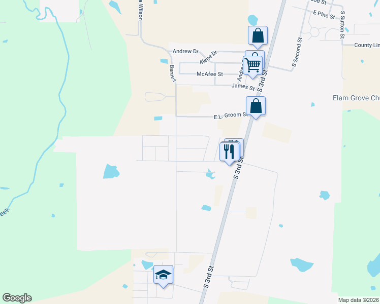 map of restaurants, bars, coffee shops, grocery stores, and more near 111 Springleaf Lane in Mabank