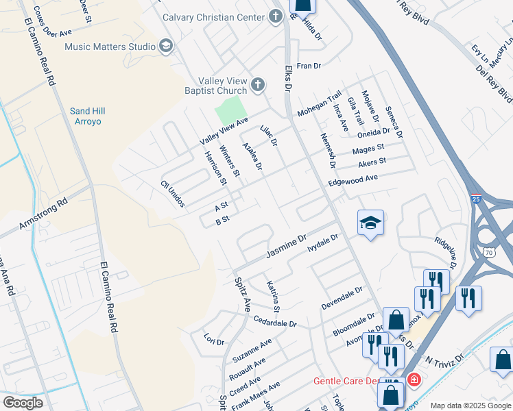 map of restaurants, bars, coffee shops, grocery stores, and more near 75 B Street in Las Cruces