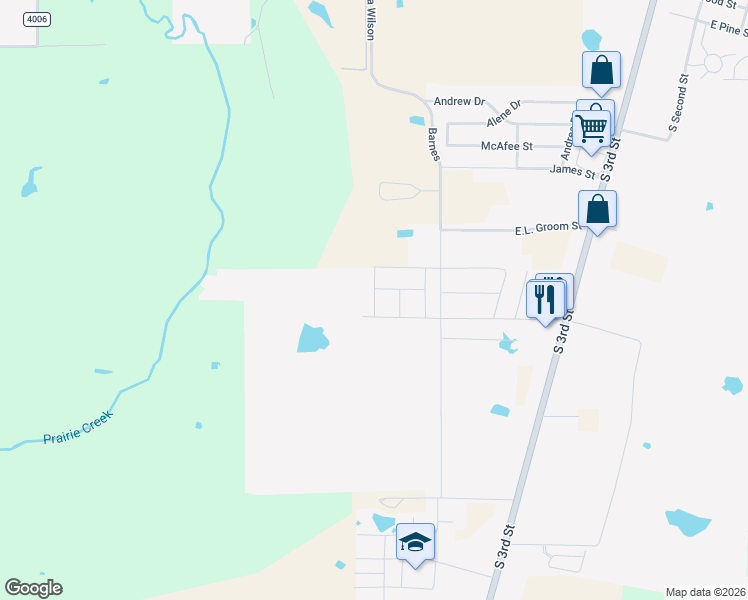 map of restaurants, bars, coffee shops, grocery stores, and more near 130 Willowbend Loop in Mabank