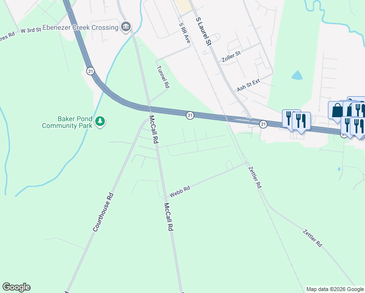 map of restaurants, bars, coffee shops, grocery stores, and more near 1234 Georgia 21 in Springfield