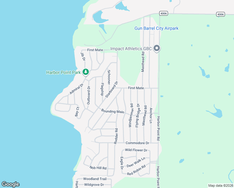 map of restaurants, bars, coffee shops, grocery stores, and more near 322 Backlash Drive in Gun Barrel City