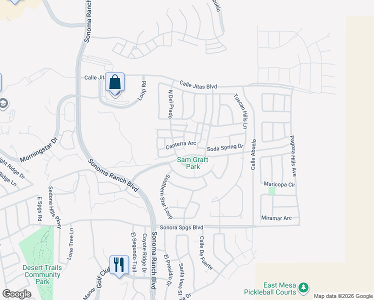 map of restaurants, bars, coffee shops, grocery stores, and more near 4219 Canterra Arc in Las Cruces