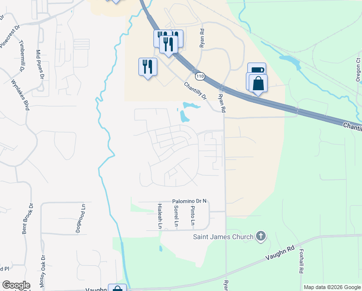 map of restaurants, bars, coffee shops, grocery stores, and more near 8849 Jamac Lane in Montgomery
