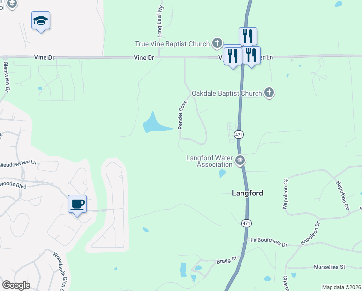 map of restaurants, bars, coffee shops, grocery stores, and more near 13 Shenandoah Estates Circle in Brandon