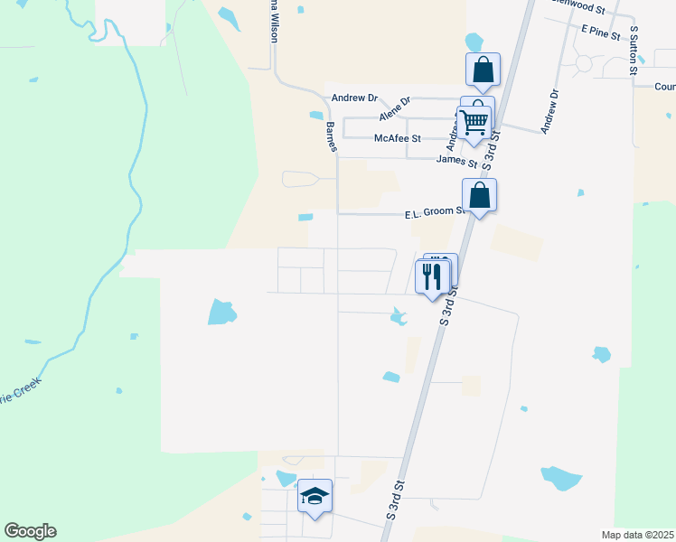 map of restaurants, bars, coffee shops, grocery stores, and more near Springleaf Lane in Mabank