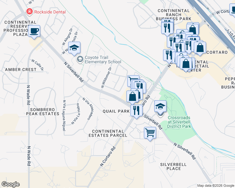 map of restaurants, bars, coffee shops, grocery stores, and more near 7925 North Panamint Drive in Tucson