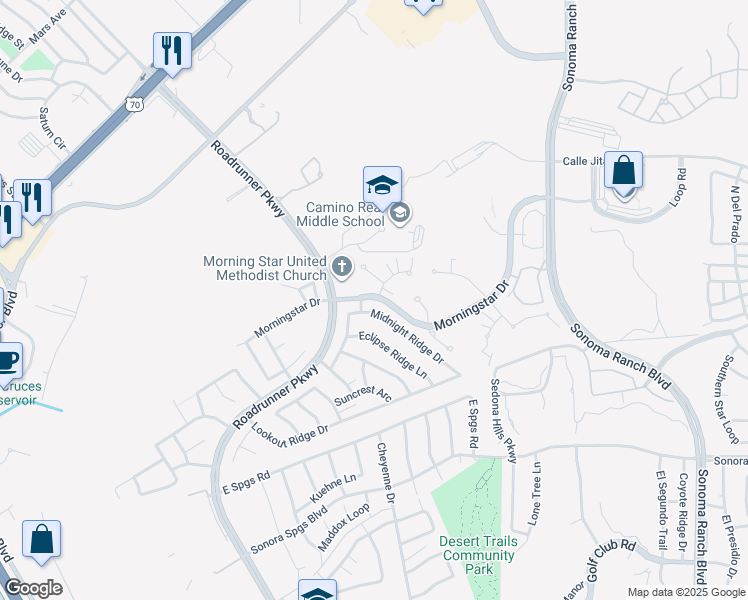 map of restaurants, bars, coffee shops, grocery stores, and more near 2608 Pocolomas Court in Las Cruces
