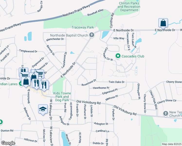 map of restaurants, bars, coffee shops, grocery stores, and more near 101 Elgin Place in Clinton
