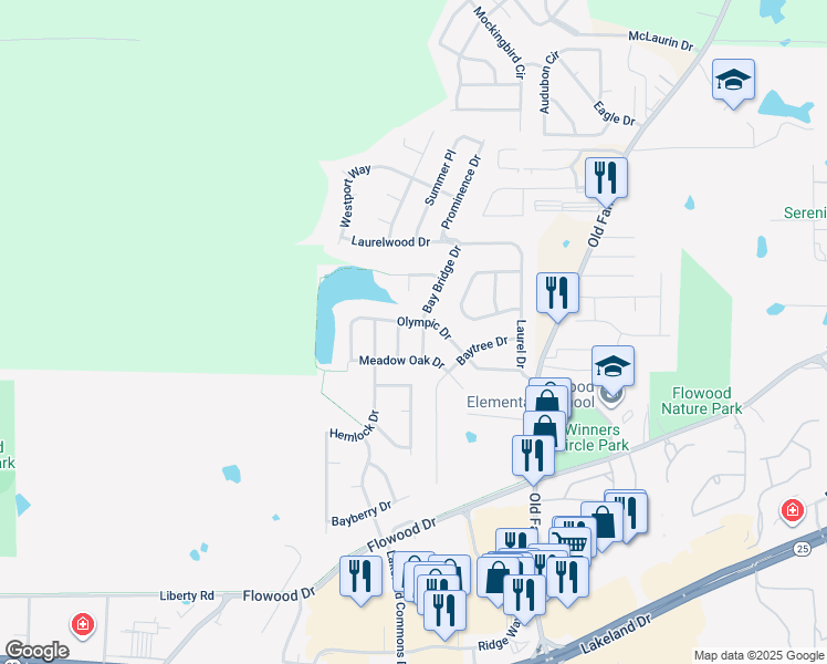 map of restaurants, bars, coffee shops, grocery stores, and more near 3032 Bay Bridge Drive in Brandon