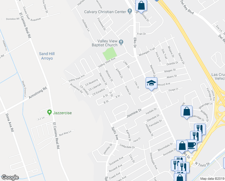 map of restaurants, bars, coffee shops, grocery stores, and more near 850 Holly Drive in Las Cruces