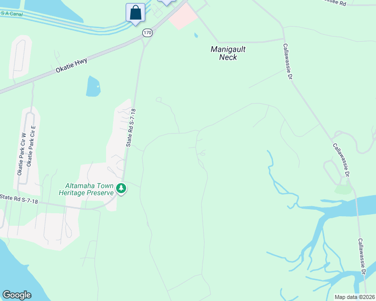 map of restaurants, bars, coffee shops, grocery stores, and more near 126 Heyward Point Road in Okatie