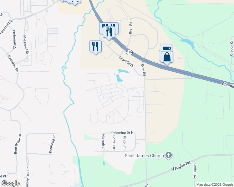 map of restaurants, bars, coffee shops, grocery stores, and more near 8849 Jamac Lane in Montgomery