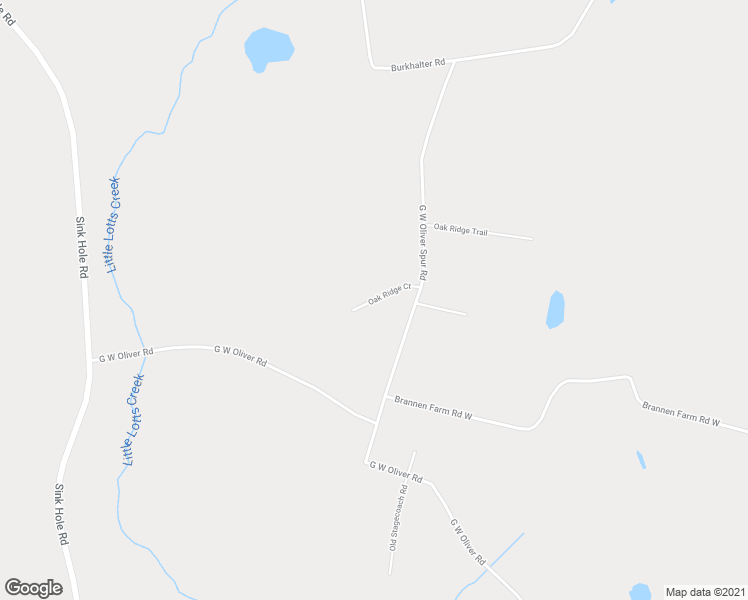 map of restaurants, bars, coffee shops, grocery stores, and more near Oakridge Court in Statesboro