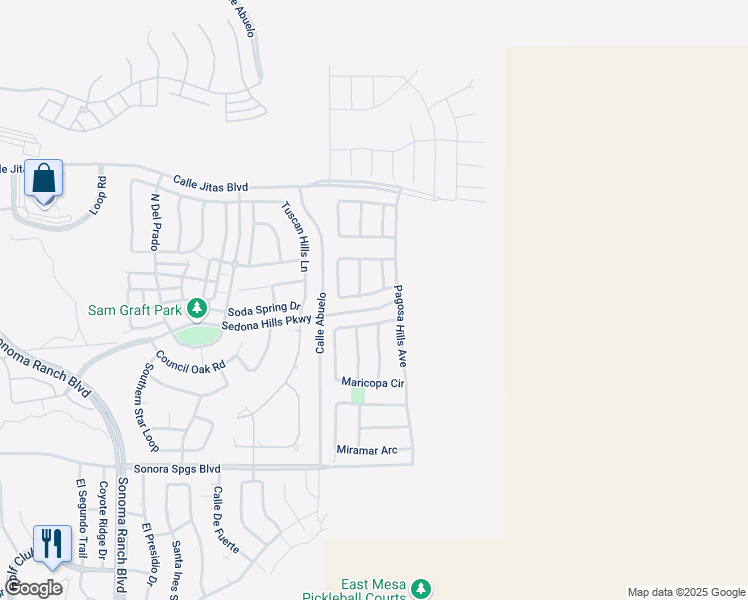 map of restaurants, bars, coffee shops, grocery stores, and more near 4425 Galisteo Loop in Las Cruces