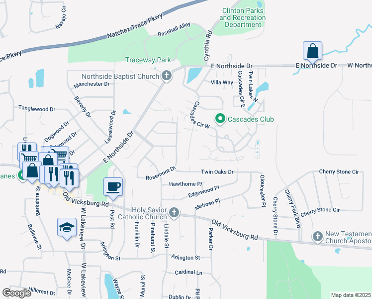 map of restaurants, bars, coffee shops, grocery stores, and more near 66 Shore Drive in Clinton