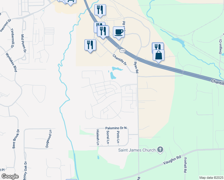 map of restaurants, bars, coffee shops, grocery stores, and more near 8849 Jamac Lane in Montgomery