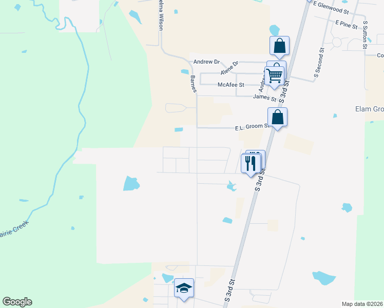 map of restaurants, bars, coffee shops, grocery stores, and more near 131 Creek Meadow Drive in Mabank