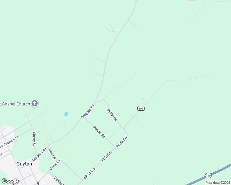 map of restaurants, bars, coffee shops, grocery stores, and more near 246 Williams Road in Guyton