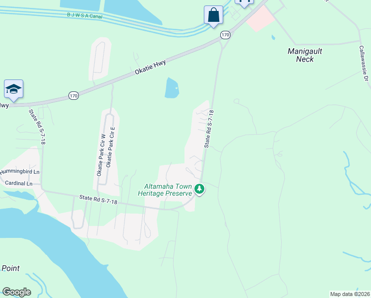 map of restaurants, bars, coffee shops, grocery stores, and more near 610 Old Bailey Road in Ridgeland