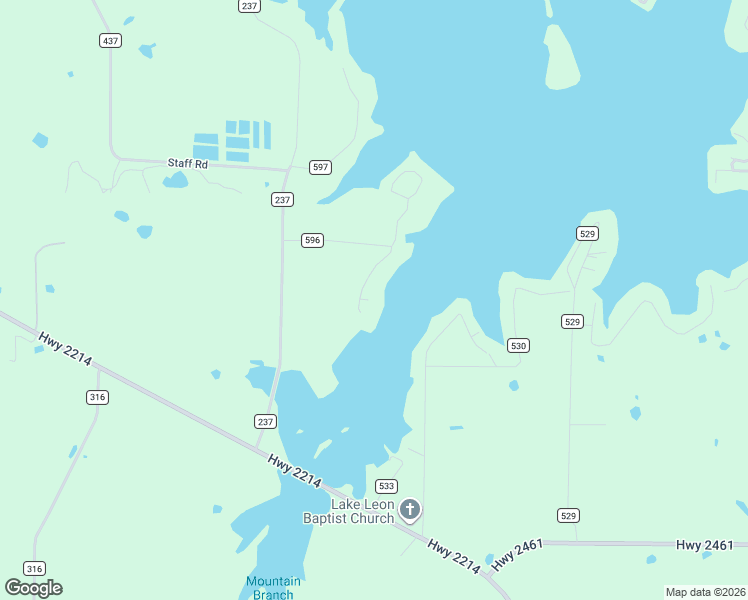 map of restaurants, bars, coffee shops, grocery stores, and more near 115 County Road 596 in Eastland
