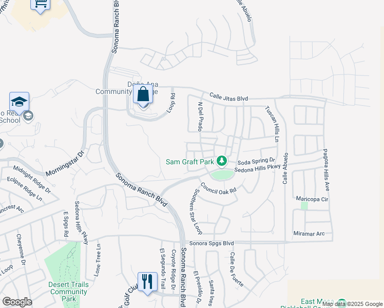 map of restaurants, bars, coffee shops, grocery stores, and more near 2417 Cortina MNR in Las Cruces