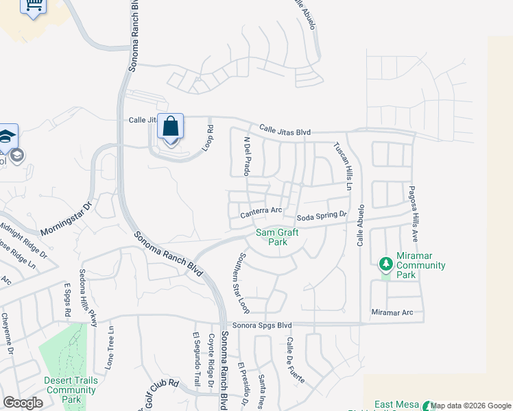 map of restaurants, bars, coffee shops, grocery stores, and more near 4207 Canterra Arc in Las Cruces