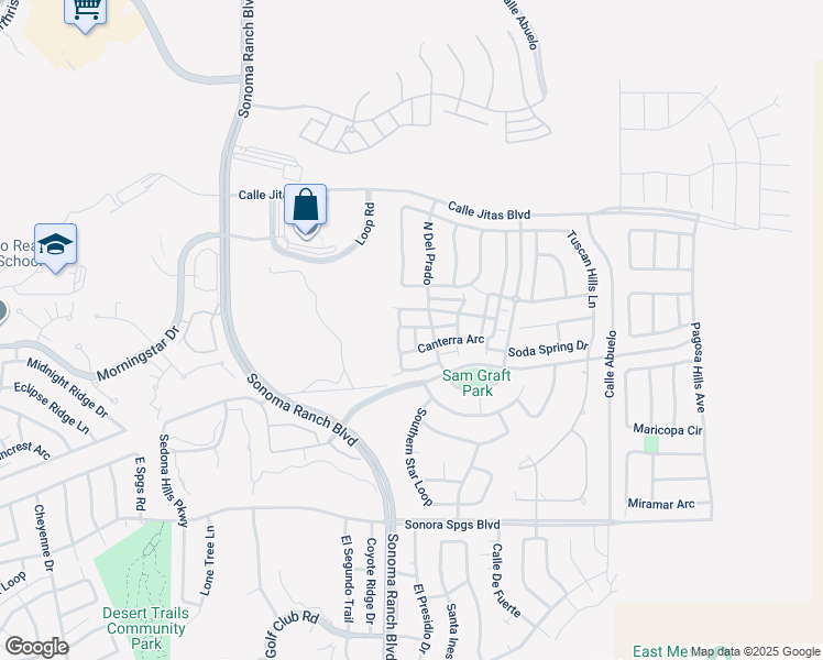 map of restaurants, bars, coffee shops, grocery stores, and more near 2423 Elena Way in Las Cruces
