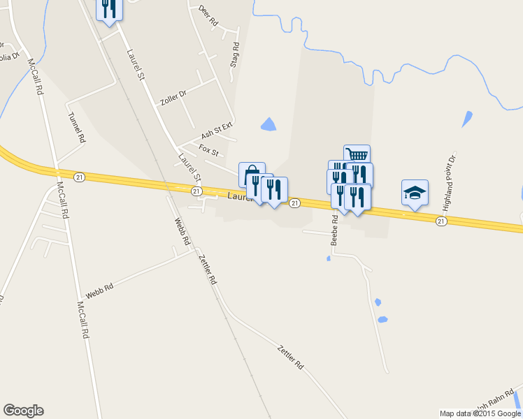 map of restaurants, bars, coffee shops, grocery stores, and more near 1262 Highway 21 in Springfield