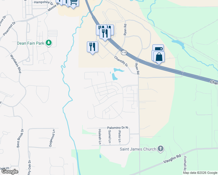 map of restaurants, bars, coffee shops, grocery stores, and more near 8761 Jamac Lane in Montgomery