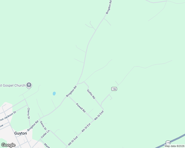 map of restaurants, bars, coffee shops, grocery stores, and more near 246 Williams Road in Guyton