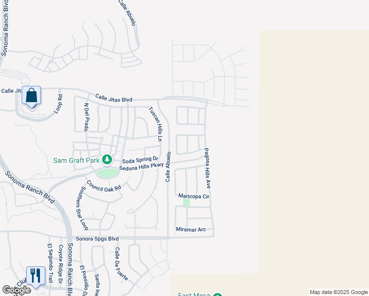 map of restaurants, bars, coffee shops, grocery stores, and more near 4425 Galisteo Loop in Las Cruces