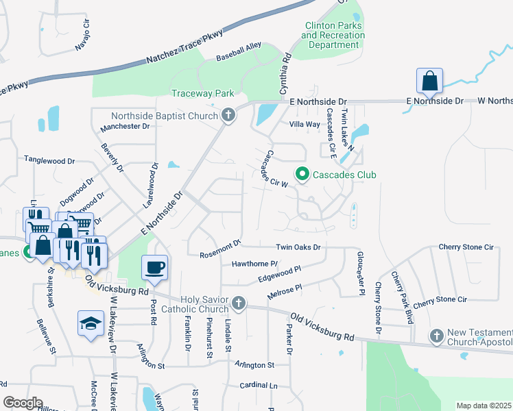 map of restaurants, bars, coffee shops, grocery stores, and more near 66 Shore Drive in Clinton