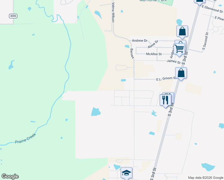 map of restaurants, bars, coffee shops, grocery stores, and more near 130 Willowbend Loop in Mabank