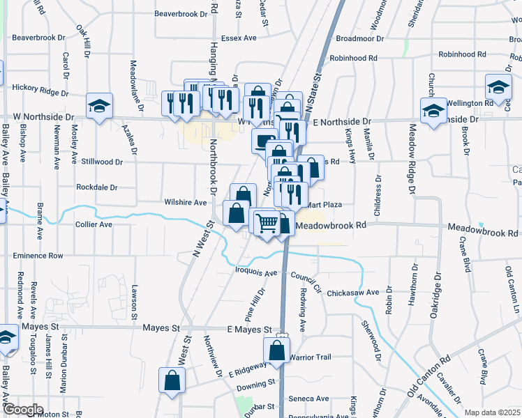 map of restaurants, bars, coffee shops, grocery stores, and more near in Jackson