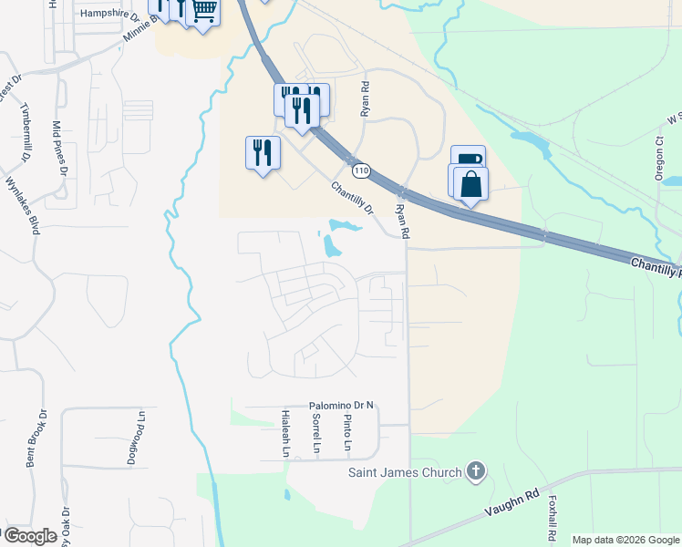 map of restaurants, bars, coffee shops, grocery stores, and more near 8209 Ryan Ridge Loop in Montgomery