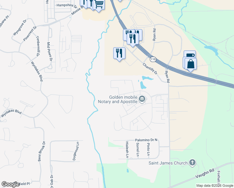 map of restaurants, bars, coffee shops, grocery stores, and more near 8276 Faith Lane in Montgomery