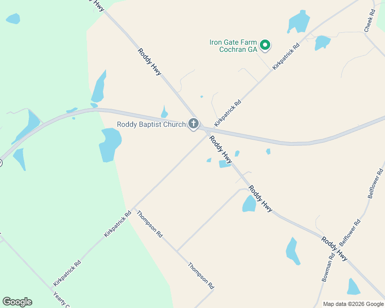 map of restaurants, bars, coffee shops, grocery stores, and more near 480 Kirkpatrick Road in Cochran