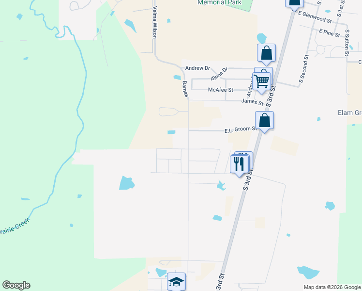 map of restaurants, bars, coffee shops, grocery stores, and more near 131 Creek Meadow Drive in Mabank
