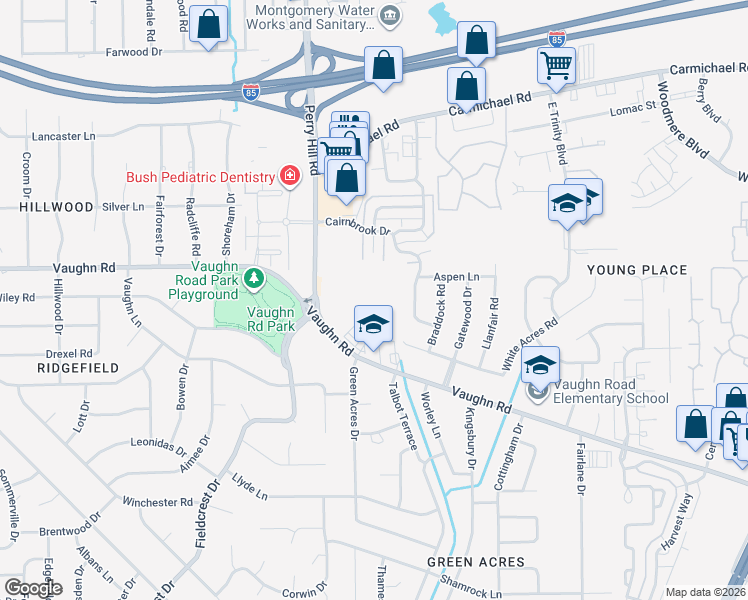 map of restaurants, bars, coffee shops, grocery stores, and more near in Montgomery