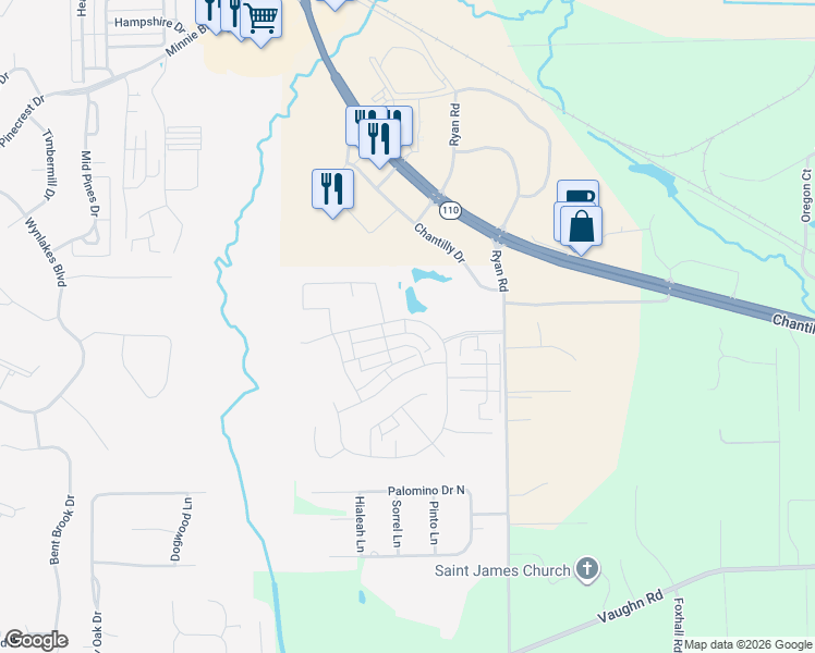 map of restaurants, bars, coffee shops, grocery stores, and more near 8209 Ryan Ridge Loop in Montgomery