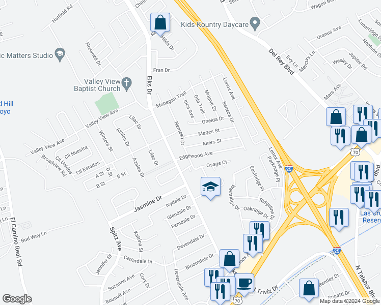 map of restaurants, bars, coffee shops, grocery stores, and more near 3900 Nemesh Drive in Las Cruces