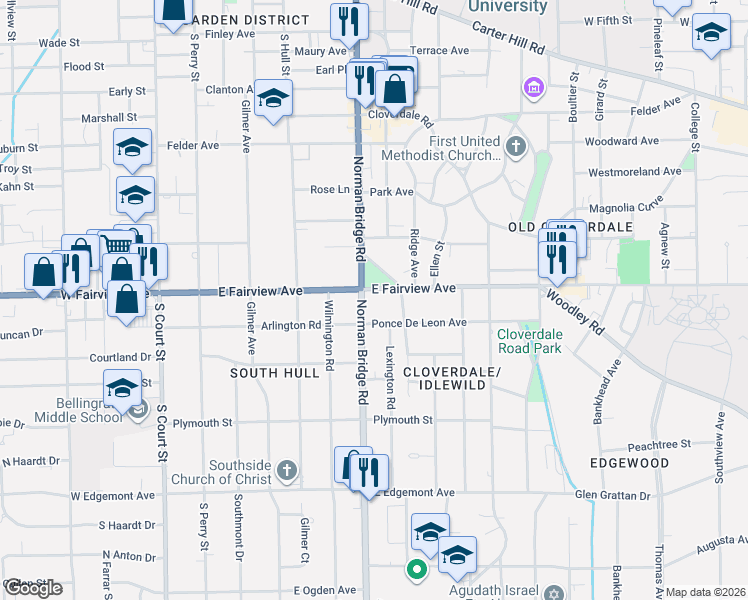 map of restaurants, bars, coffee shops, grocery stores, and more near in Montgomery