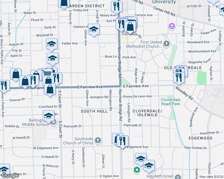 map of restaurants, bars, coffee shops, grocery stores, and more near in Montgomery