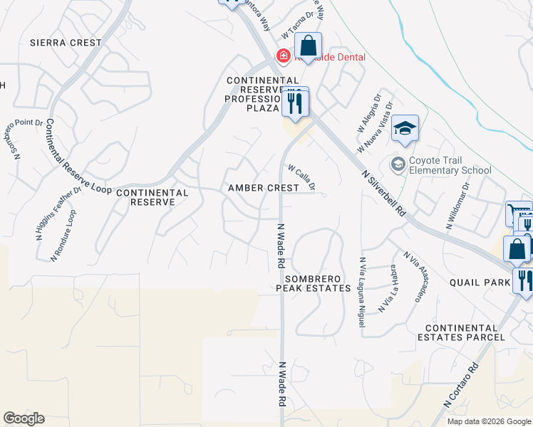 map of restaurants, bars, coffee shops, grocery stores, and more near 8004 North New Season Drive in Tucson