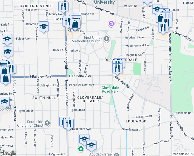 map of restaurants, bars, coffee shops, grocery stores, and more near in Montgomery