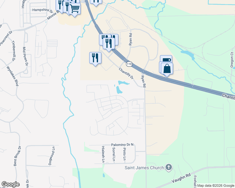 map of restaurants, bars, coffee shops, grocery stores, and more near 8209 Ryan Ridge Loop in Montgomery