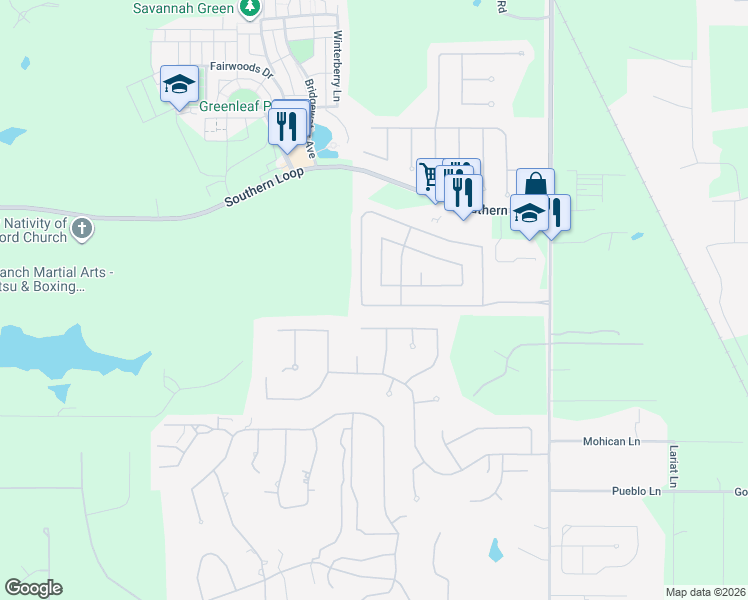 map of restaurants, bars, coffee shops, grocery stores, and more near 1171 Pelican Creek Drive in Shreveport