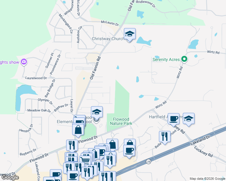 map of restaurants, bars, coffee shops, grocery stores, and more near 159-299 Pinevale Street in Flowood