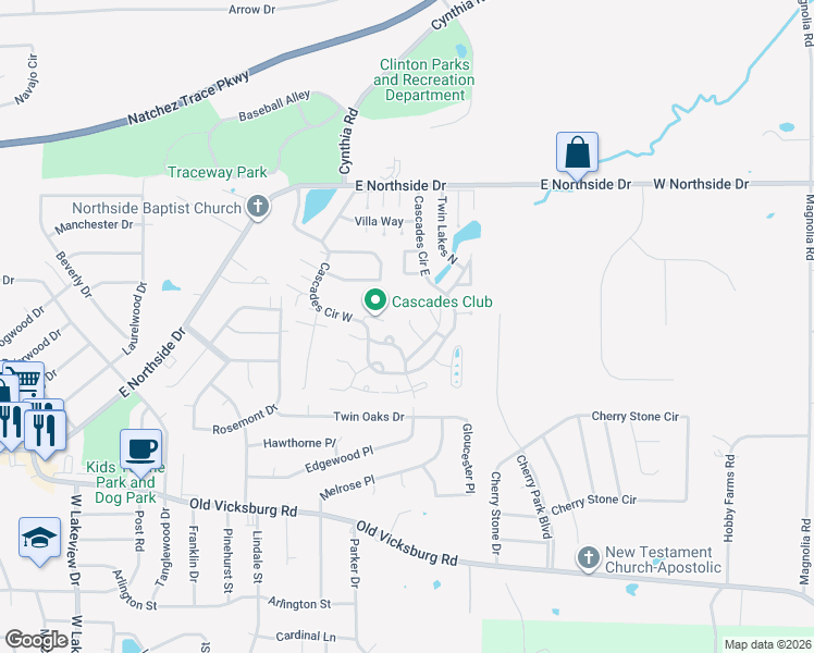 map of restaurants, bars, coffee shops, grocery stores, and more near 8 Ridgeway Place in Clinton